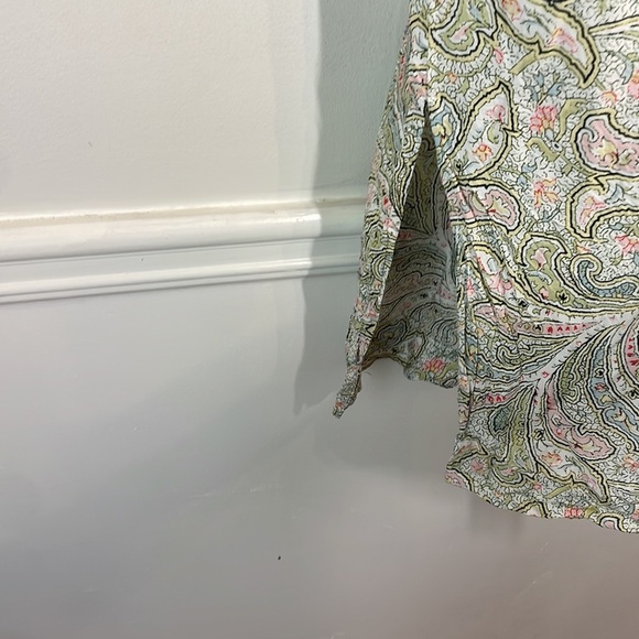 Floreat Anthropologie Women’s Lightweight Paisley Robe Green with Pink Lace S - Picture 6 of 8